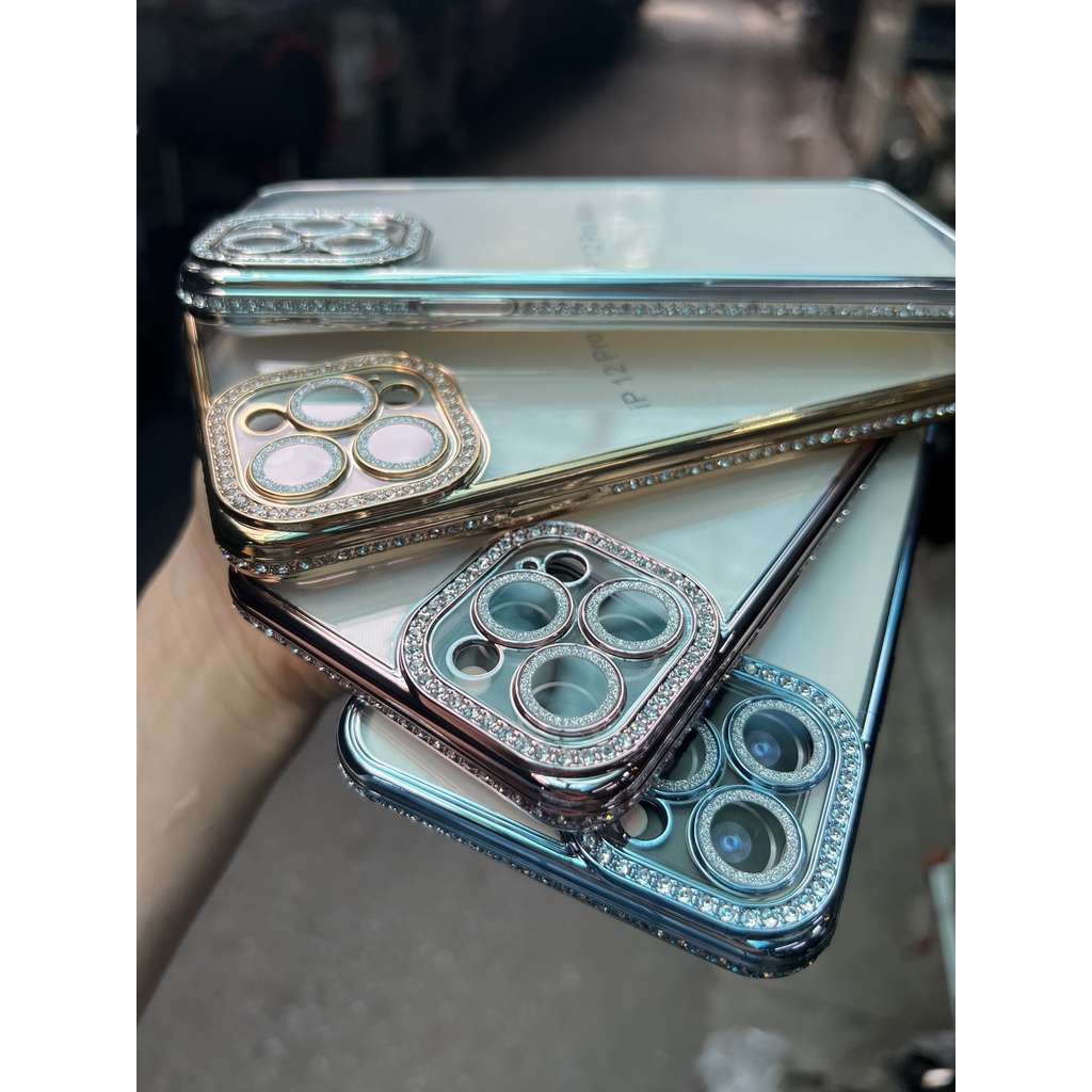 CHÍNH HÃNG REKY  ốp lưng IPHONE VIỀN KIM TUYẾN ĐÁ VIỀN LƯNG TRONG CAMERA NHŨ CẠNH VUÔNG 11 12 13 14 PLUS PRO MAX