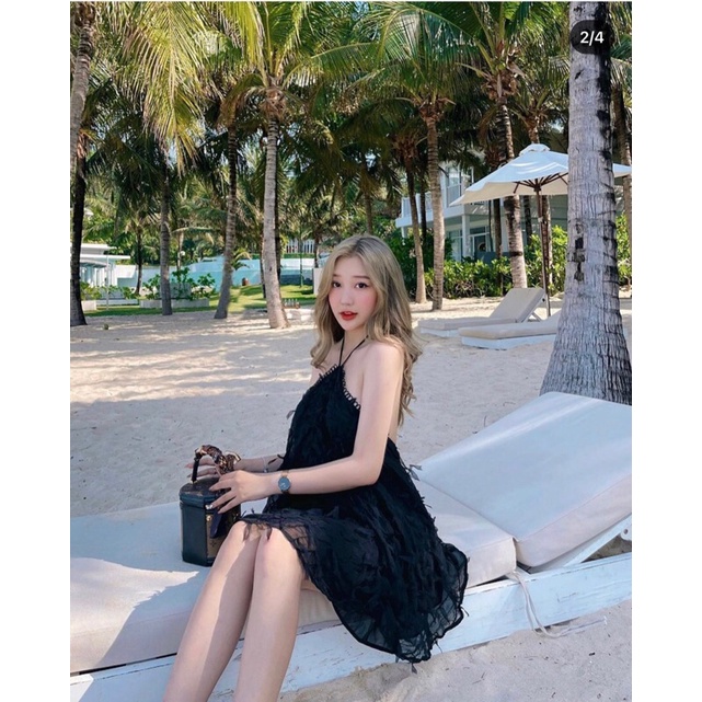 💥CÓ SẴN💥 Đầm lông cổ yếm đi biển - Đầm hot mùa hè 2022 ♥️ẢNH THẬT♥️