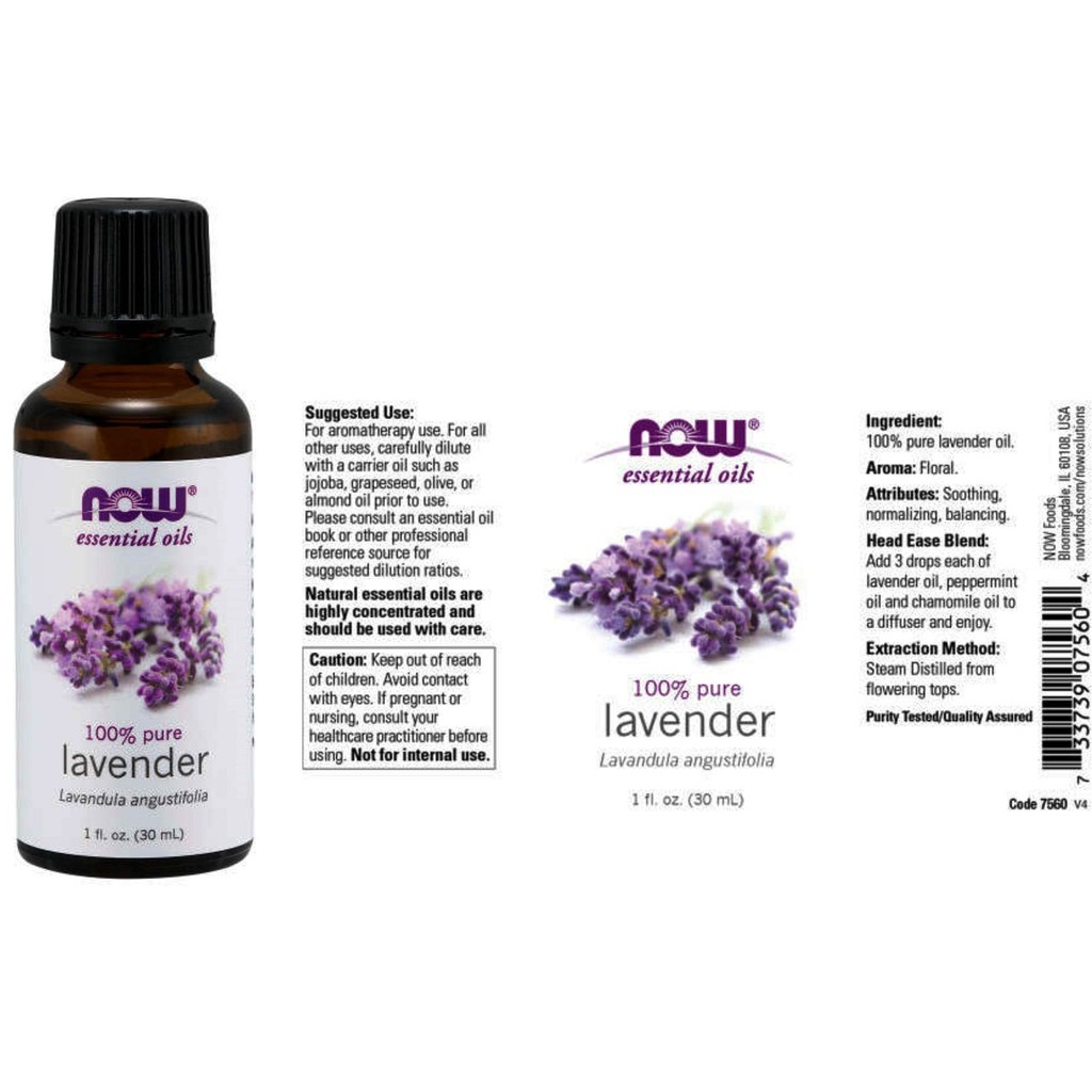 Mỹ Phẩm Now Essential Oils Lavender Oil - Tinh Dầu Hoa Oải Hương Nguyên Chất Giúp Thư Giãn, Ngủ Ngon Giấc Chai 30ml