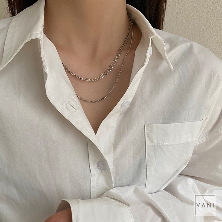 Choker, Dây Chuyền, Vòng Cổ Xích Dẹo Hai Vòng Basic - Vani Store