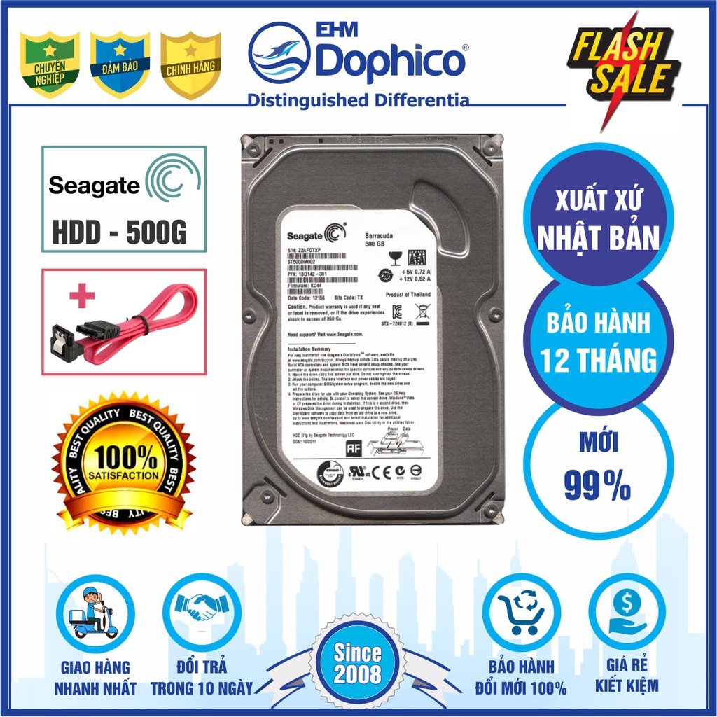 Ổ cứng HDD 3.5” Seagate 500GB Chính Hãng – Bảo hành 12 tháng 1 đổi 1 – Tháo máy đồng bộ mới 99% | BigBuy360 - bigbuy360.vn