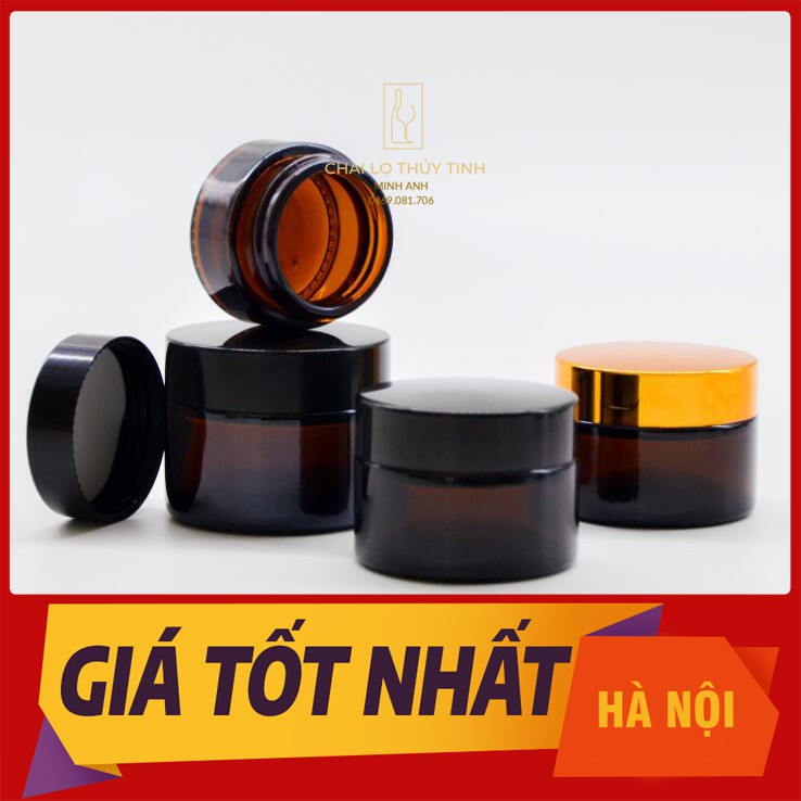 { Bán buôn/Bán sỉ}  Hũ Thủy Tinh Nâu 50gr/100gr - chai lọ chiết mỹ phẩm