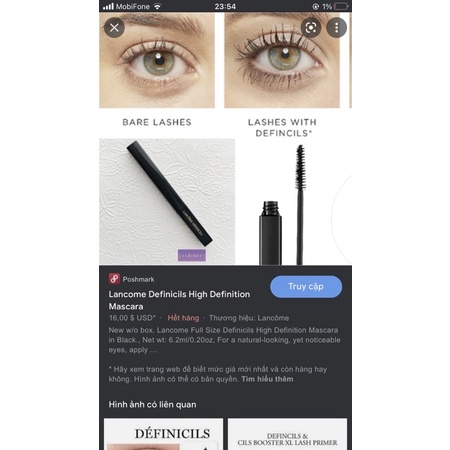 Macara Lancome CHÍNH HÃNG tách Set không hộp giá 250k/cây