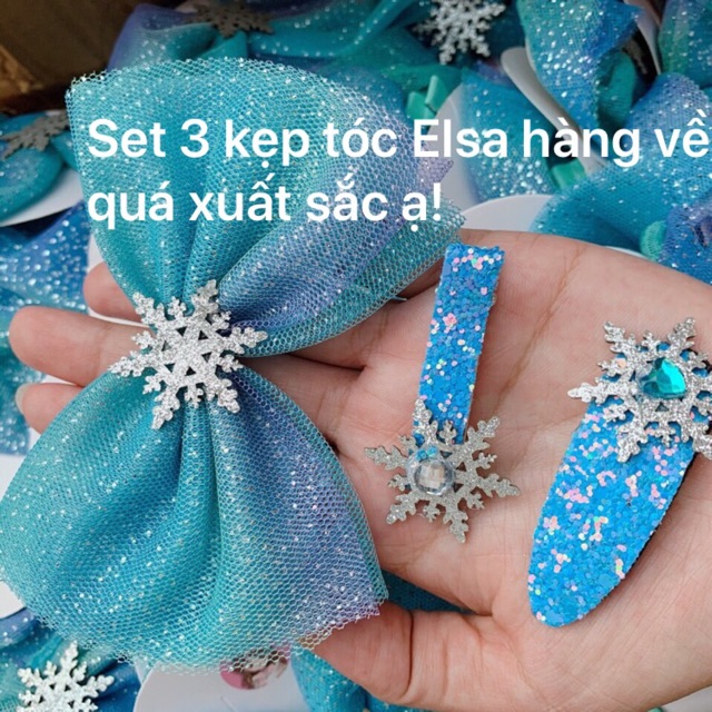 Set 3 Kẹp Tóc Công Chúa Elsa Xinh Yêu Cho Bé