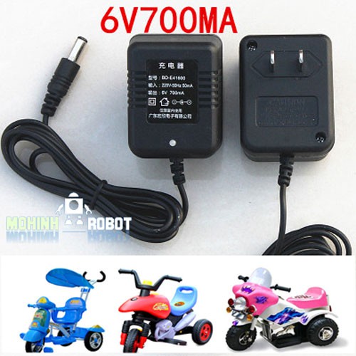 Sạc ắc quy 6V, 12v dành cho xe điện trẻ em, có đèn báo, tự ngắt khi đầy