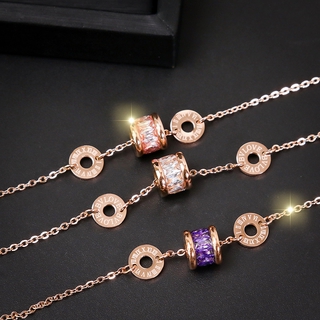 Vòng tay mạ vàng hồng 18k đính đá pha lê đơn giản phong cách Hàn Quốc