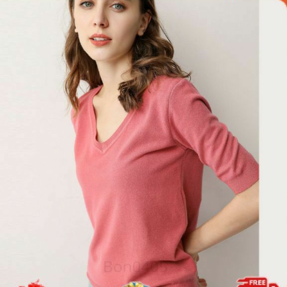 Áo Len Nữ Tay Lỡ Cổ V Tim, Chất Mongtoghi Cực Mềm Mịn. | BigBuy360 - bigbuy360.vn