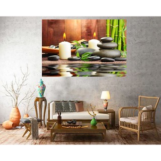 Tranh dán tường Spa vải lụa kim tuyến