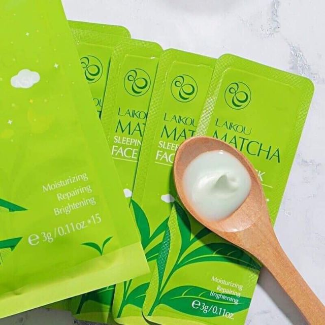 set 15 gói mặt nạ ngủ matcha