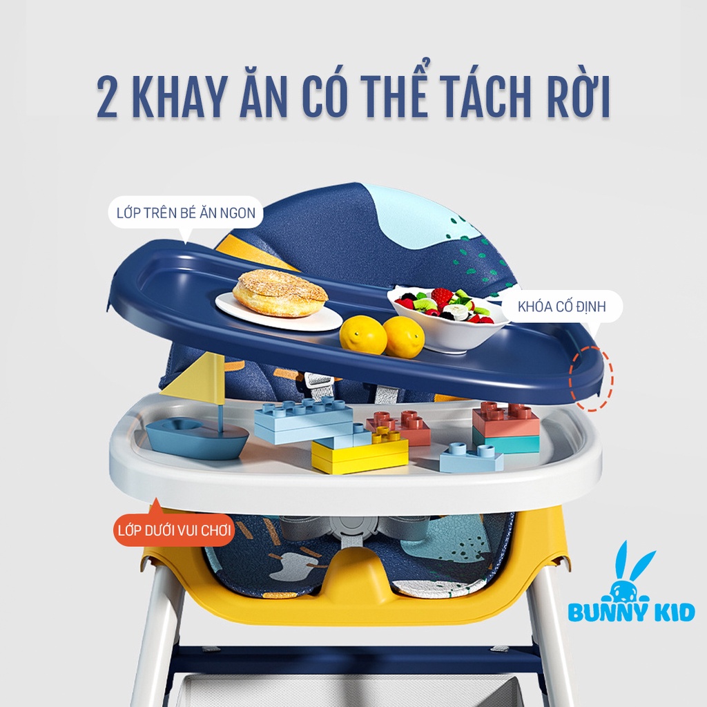 Ghế Ăn Dặm Có Bánh Xe, Ngả Lưng BellyBaby cao cấp Cho Bé BB102 BBLuna