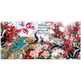 Tranh đính đá công Cha Mẹ. Kích thước: 100*50cm