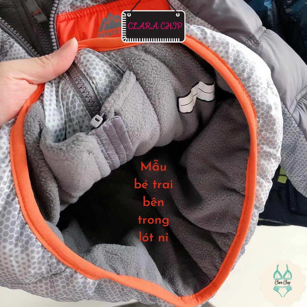 Set áo khoác phao lót lông kèm mũ len cùng tone cho bé trai, bé gái từ 2-6 tuổi clarachip
