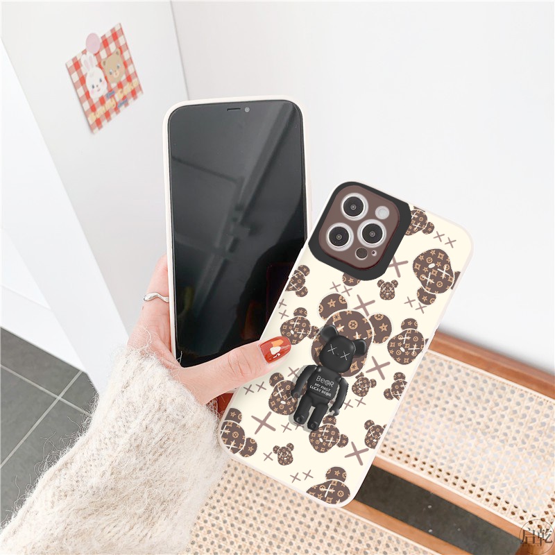 Ốp iphone - Ốp lưng iphone cạnh vuông viền camera lucky bear dành cho ip 6 đến 14promax - ng126