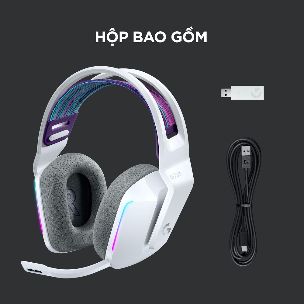 Tai nghe game không dây Logitech G733 - RGB, màn loa Pro-G, Mic Blue Voice