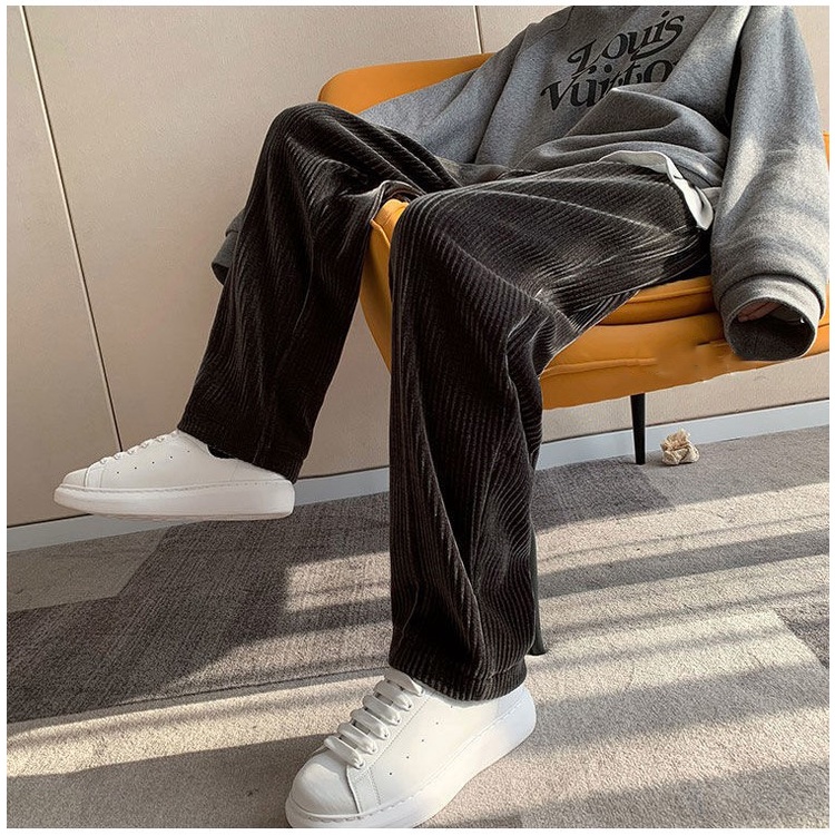 QUẦN NHUNG GÂN ỐNG RỘNG UNISEX MỀM ẤM, CỰC SANG, THIẾT KẾ FORM CẢ NAM VÀ NỮ