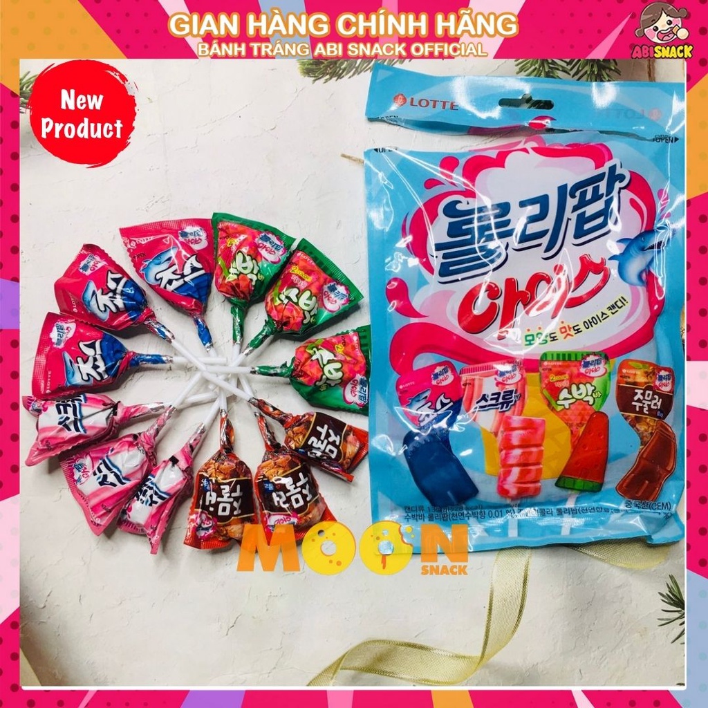 KẸO MÚT CỨNG ICE LOLLIPOP HÌNH QUE KEM HÃNG LOTTE HÀN QUỐC GÓI 132g HỦ 660G