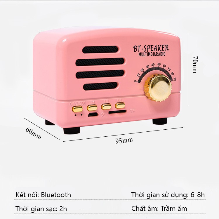 Loa Bluetooth Mini Cổ Điển BT01 Vân Gỗ Phong Cách Retro Vintage Decor