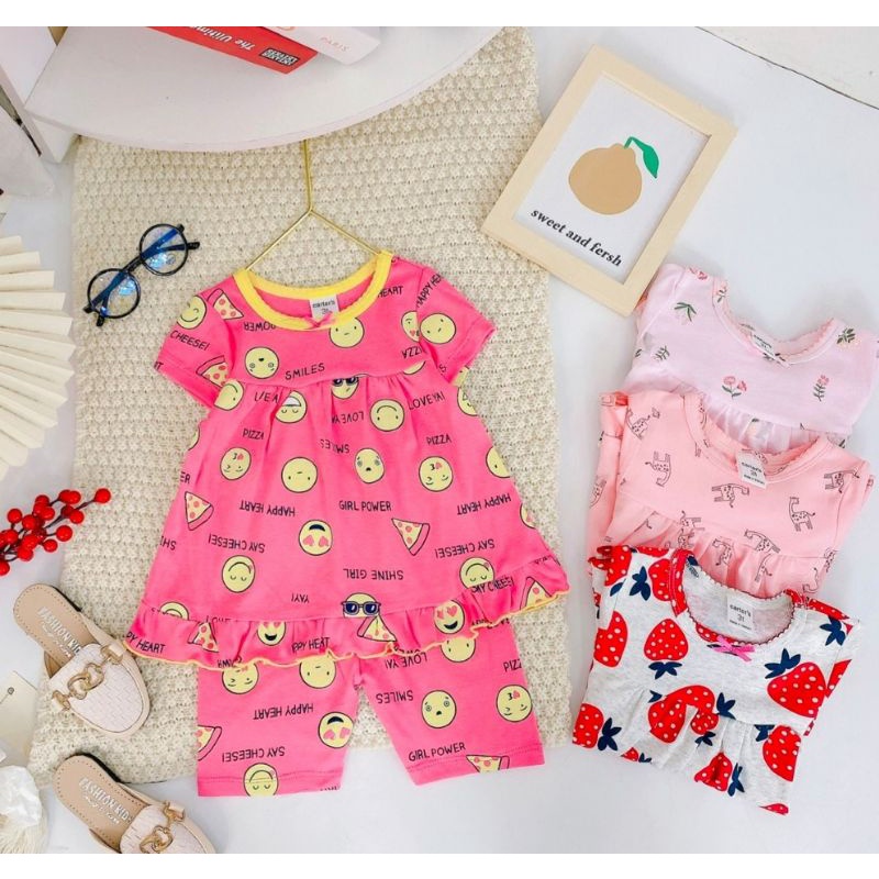 Bộ cộc tay bé gái bánh bèo Gymboree bozip xuất chất đẹp
