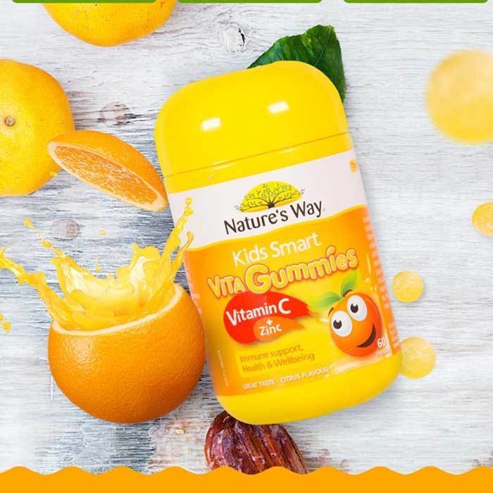 Kẹo Dẻo Kids Smart Vita Gummies Vitamin C + Zinc Nature's Way Hộp 60 Viên Của Úc