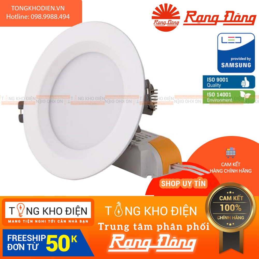 [CHÍNH HÃNG] Đèn LED âm trần đổi màu 7W khoét lỗ 90mm Rạng Đông - SAMSUNG chipLED