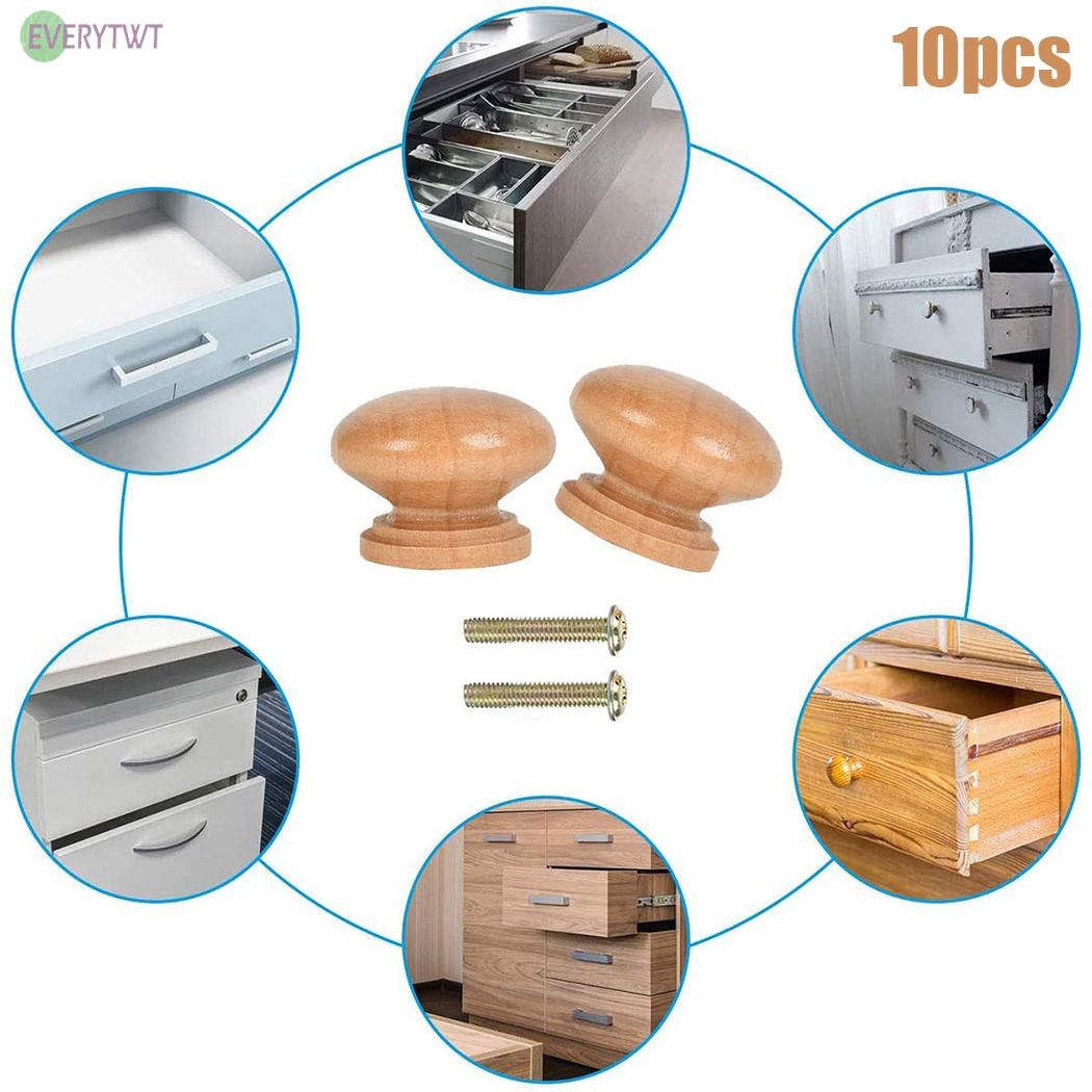 Knobs 10pcs Cabinet Decor Door Drawer Wardrobe Wooden Durable