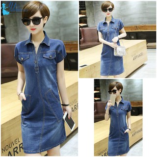 Đầm váy nữ bò Jean đầm đi tiệc dạo phố tay cánh dơi