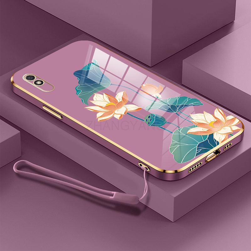ốp lưng Redmi 9a ốp điện thoại Redmi 9a Ốp Điện Thoại TPU Dẻo Mạ Màu Họa Tiết Hoa Sen Sang Trọng