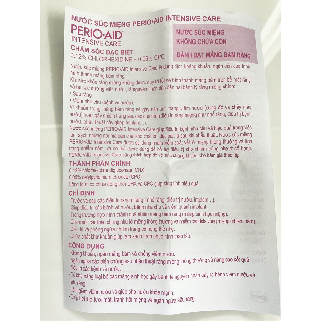 Nước súc miệng PERIO.AID INTENSIVE CARE 150ml kháng khuẩn, ngừa mảng bám [dvcareshop]