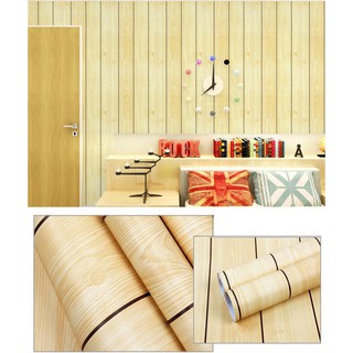 Giấy dán tường Giả Gỗ Vàng 10M x45cm có keo sẵn sang trọng