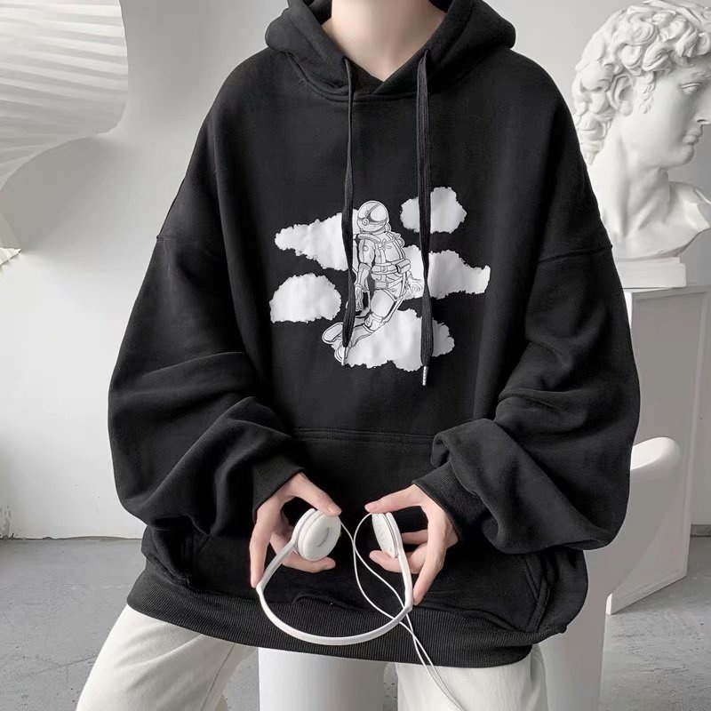 Áo hoodie dáng rộng in họa tiết thời trang mùa đông cho nam size M-5XL