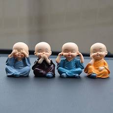 Bộ 4 tượng chú tiểu_trang trí xe_trang trí bàn làm việc