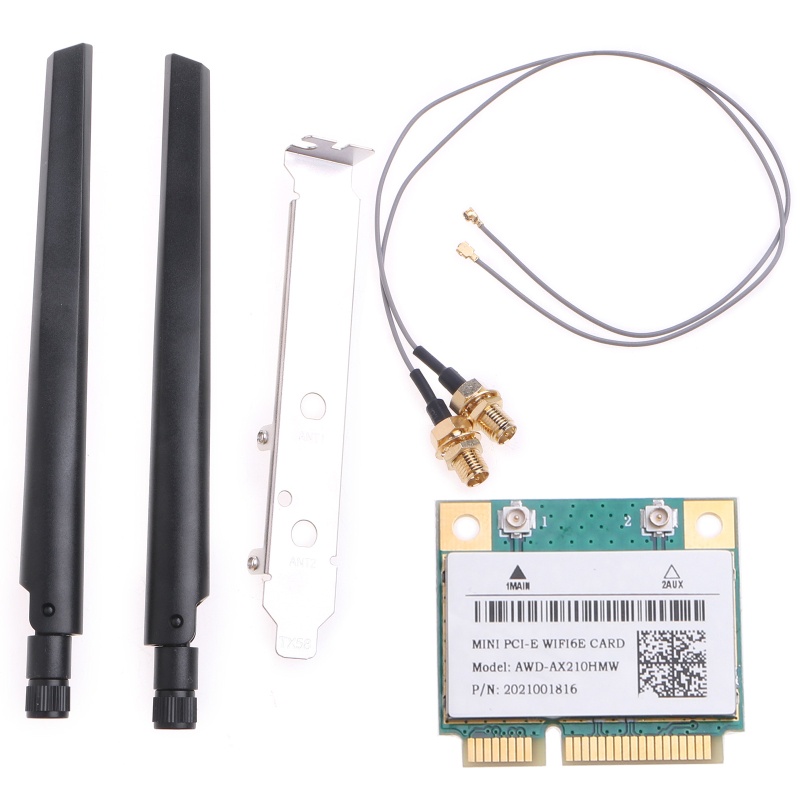 Bộ Thiết Bị WiFi 6E AX210HMW Expands WiFi 5GHz 2230 BT 5.2 Băng Tần Kép Kèm Cáp RF