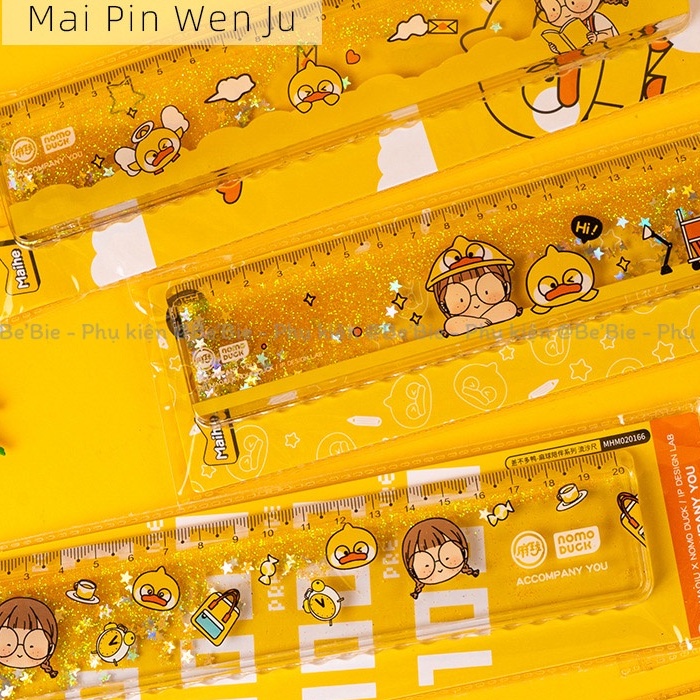 Thước kẻ cứng học sinh nhũ lấp lánh Nomo Duck BeBie - BP524
