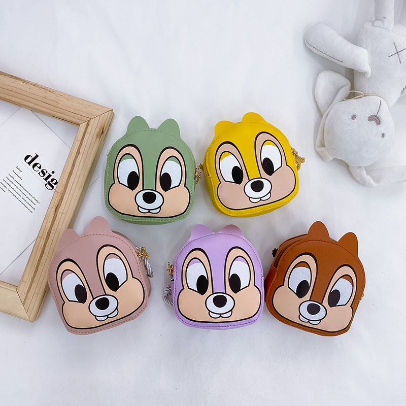 Túi đeo chéo trẻ em mini họa tiết sóc dễ thương da PU cho bé gái Dương kids