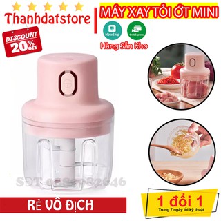 Máy Xay Tỏi Ớt Mini Cầm Tay Thể Tích 250ml Sạc Bằng Điện Có Cổng Sạc Usb, Dễ Sử Dụng