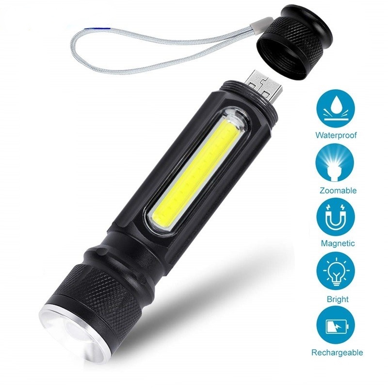 Đèn Pin LED USB T6 Có Nam Châm Chuyên Dụng Cho Cắm Trại