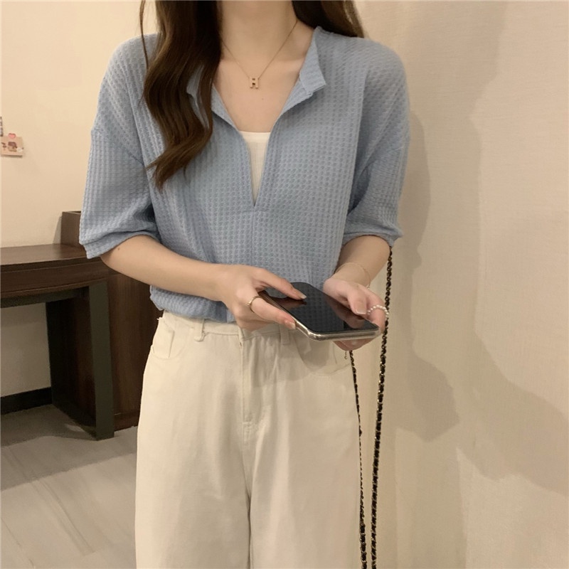 Áo Crop Top Nữ Tay Dài Cổ Chữ V Thời Trang Hàn Quốc HZFWC4640 Với 6 Màu Lựa Chọn