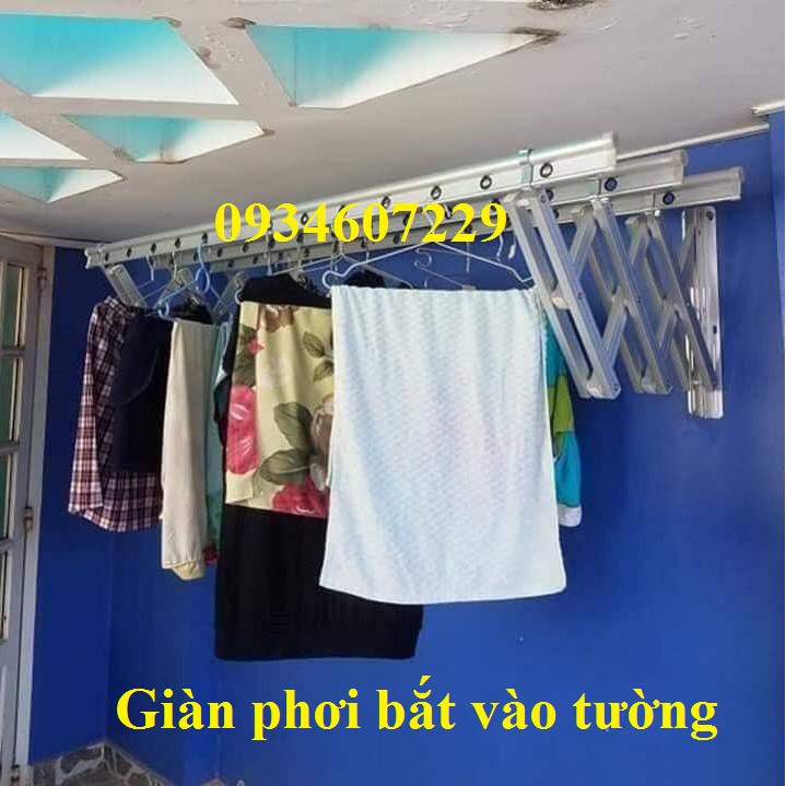 Giàn phơi thông minh nhôm gắn tường - Sào phơi quần áo- Dài 2M - 3 thanh phơi