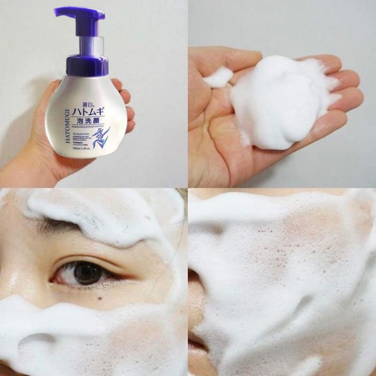 Sữa rửa mặt tạo bọt Hatomugi Facial whip 160ml cấp ẩm trắng da Nhật Bản NORI | BigBuy360 - bigbuy360.vn