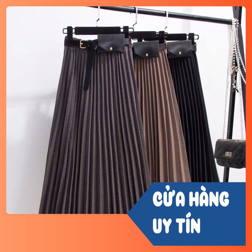 BÁN SỈ CHÂN VÁY XẾP LY DẠ TIÊU 4 MÀU (KÈM ĐAI) | BigBuy360 - bigbuy360.vn