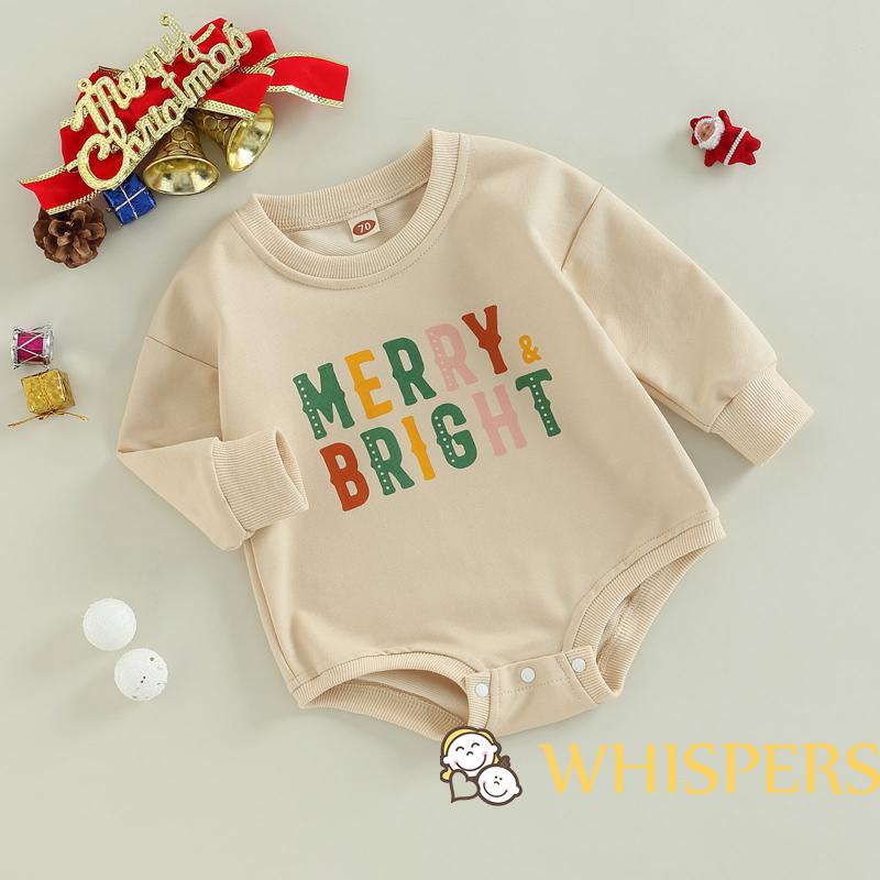 Bộ Áo Liền Quần Tay Dài 3 Họa Tiết Giáng Sinh Dễ Thương Cho Bé