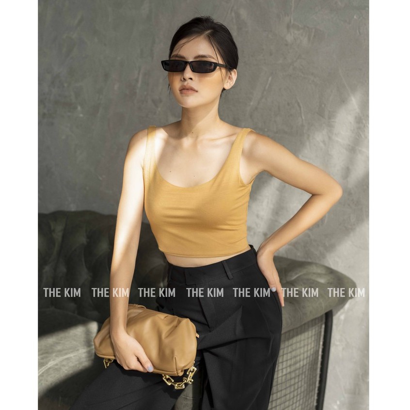 Áo hai dây croptop cổ U chất cotton may 2 lớp vải , áo thun body dáng lửng A108 The Kim | BigBuy360 - bigbuy360.vn