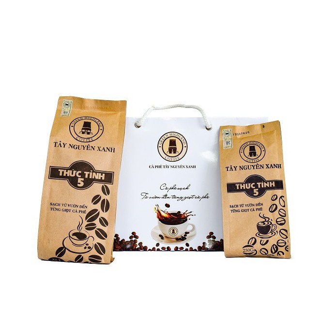 cà phê rang xay nguyên chất pha phin sạch thức tỉnh 5 500gr tây nguyên xanh ocop kon tum | BigBuy360 - bigbuy360.vn