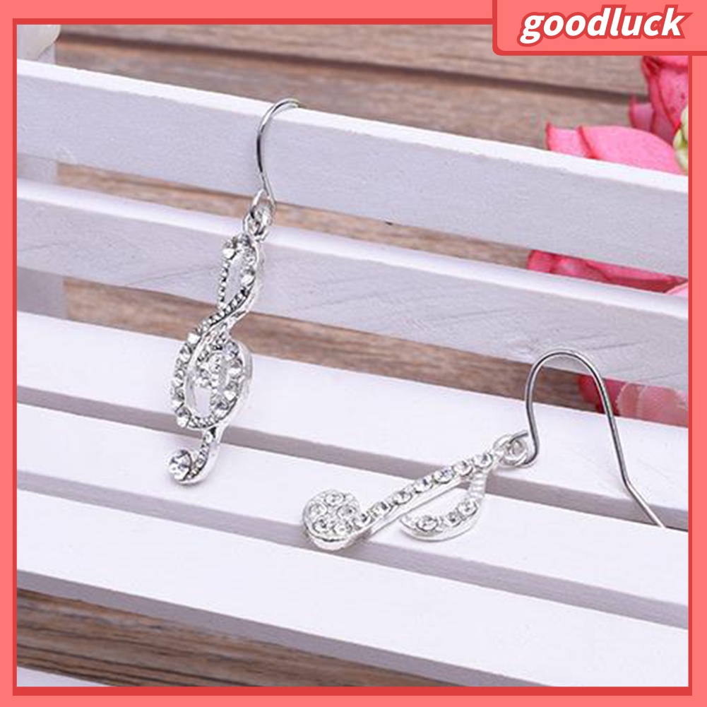 Khuyên tai dáng dài hình nốt nhạc đính đá lấp lánh thời trang nữ dễ thương