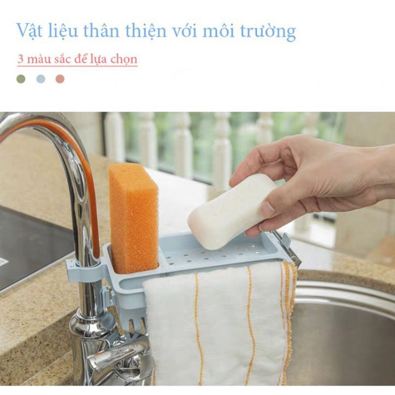 giá để giẻ rửa bát bằng nhựa gắn cạnh vòi nước