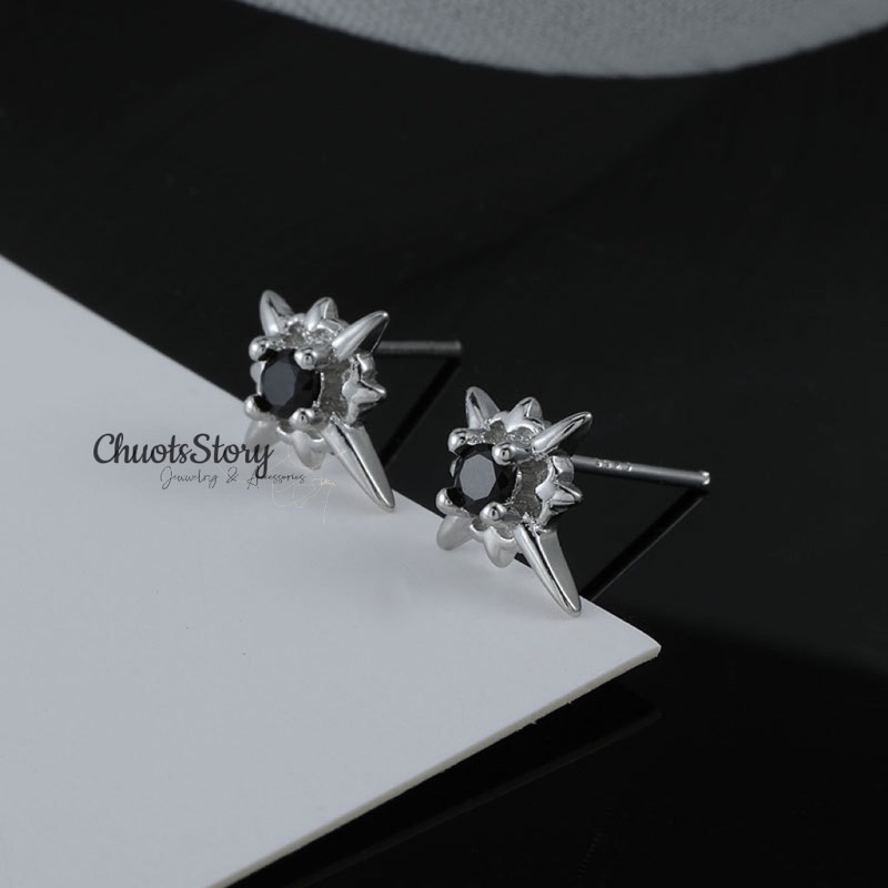 Khuyên tai nam nữ đính đá góc cạnh cá tính, bông tai titan thời trang unisex - KTU0016- ChuotsStory