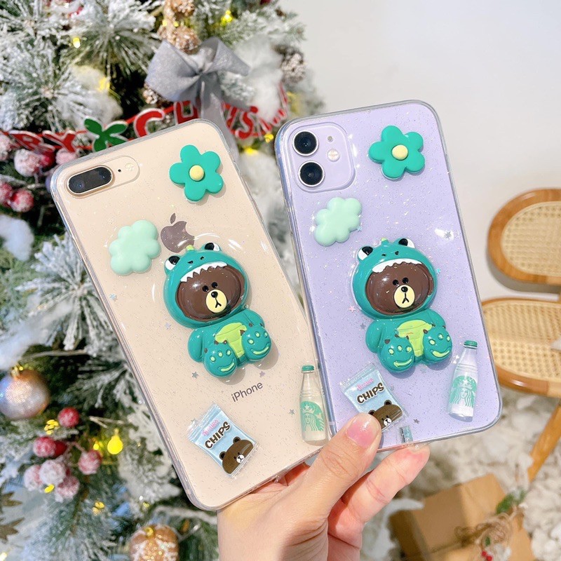 ốp lưng iphone hoạ tiết gấu brown nổi 3d kute | BigBuy360 - bigbuy360.vn