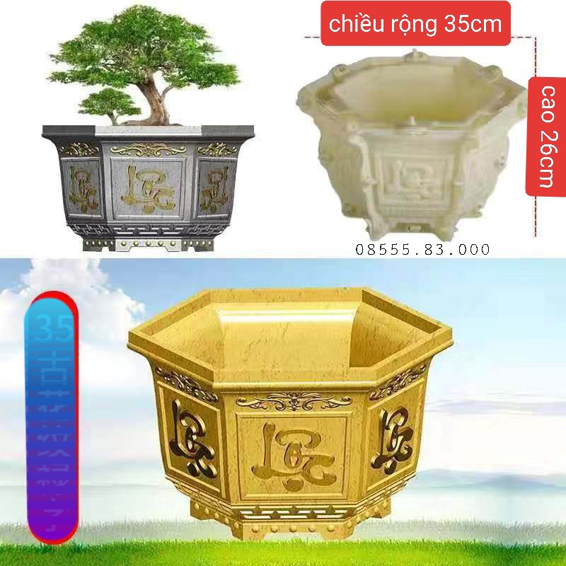 khuôn đúc chậu cảnh lục giác 35 (khuôn chậu ABS có lòng trong)