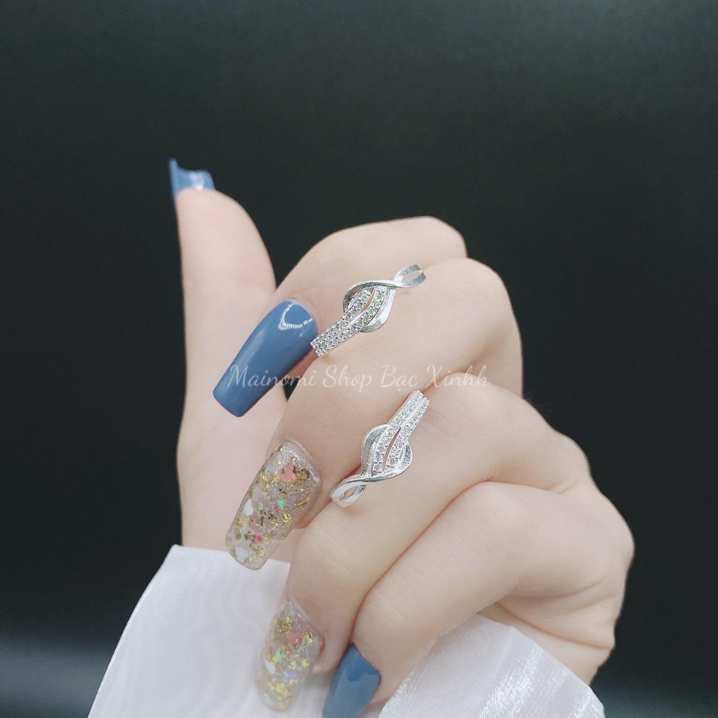 Nhẫn nữ lá lúa mã L0618 MAINOMI Nhẫn không đá cao thiết kế độc đáo cuốn hút