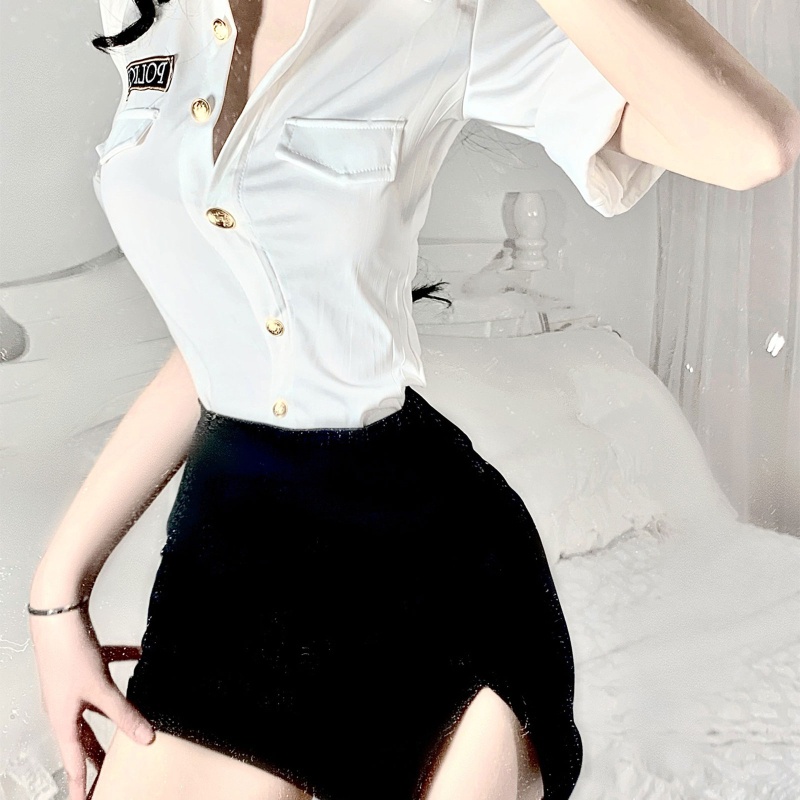 Brroa Bộ Đồ Lót Đồng Phục Cảnh Sát Cài Nút Gợi Cảm Cho Nữ